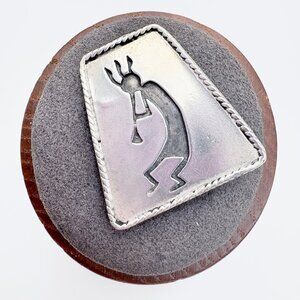 VTG Solid Sterling Silver 925 Kokopelli Trapezoid Brooch Size 1" Length